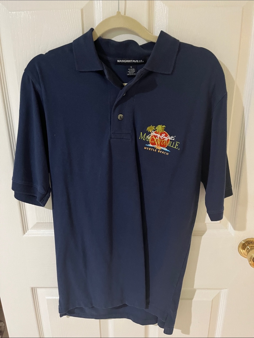 Margaritaville Navy Polo with Embroidered Tropical Logo